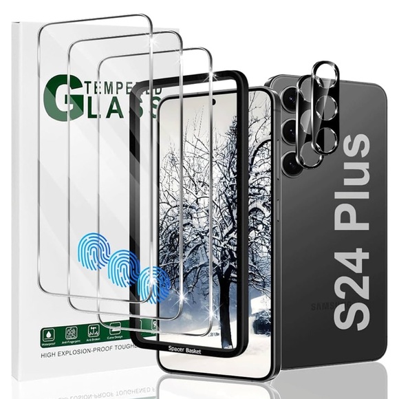Amazon 3 + 2 Glass Screen Protector for Samsung S24 Plus - Picture 1 of 9